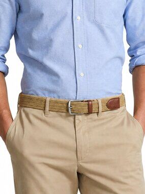 POLO RALPH LAUREN Braided Stretch Woven Belt Preppy Brown Tan Men's L, XL, 38-42